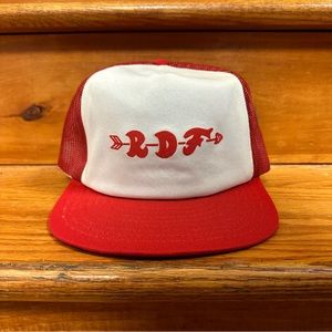 VTG 80s Made in USA RDF Arrow Red/White Trucker Snapback